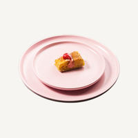 Ceramic restaurant Plates New Style Pink Glazed Round Shape ceramic dinnerware